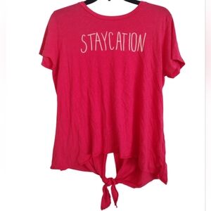 Sundry Red Staycation Back Tie 100% Cotton Tshirt Size 1 (Small 4-6)